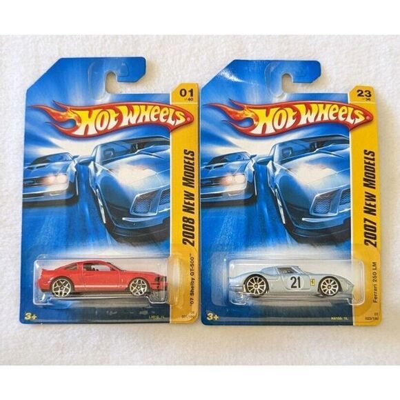 HOT WHEELS Lot of 2 - 2007/2008 New Models 07 Shelby GT500 Ferrari 250 LM NEW - Picture 1 of 4